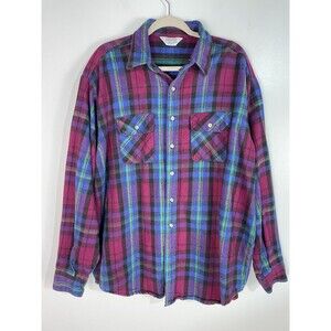VTG Five Brother Shirt Men 2XLT Heavy Flannel Plaid Lumberjack Cabin USA Outdoor